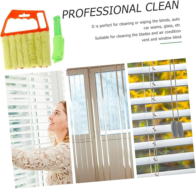 Window Cleaning Brush Set 2pcs 7-Finger 3-Finger Handheld Blinds Cleaning Brushes Home Window Air Conditioner Dust Removal Sturdy