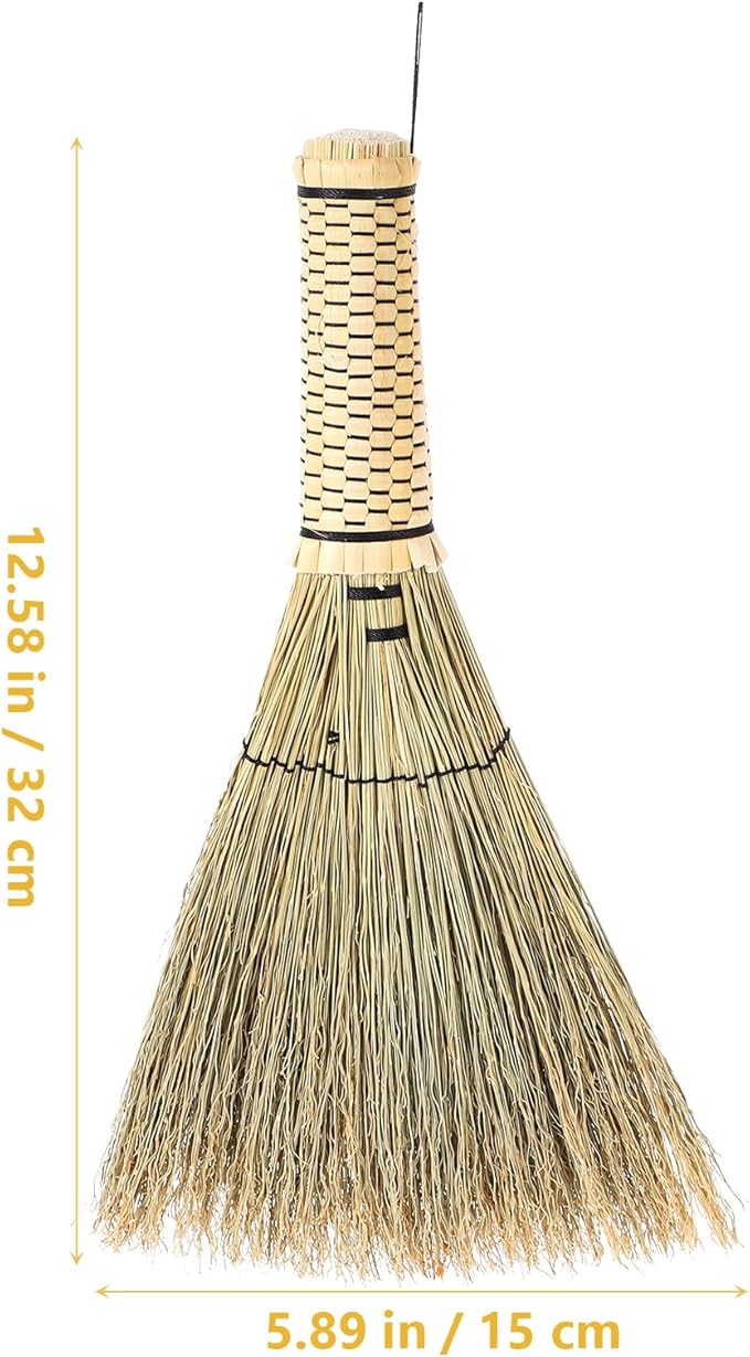 Kichvoe Mini Corn Whisk Broom Small Handheld Sweeping Brush Short Handle for Bed Sofa Carpet Cleaning Multi-Surface Use