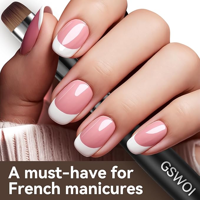 Acrylic Nail Brush for French Tips & Gel Polish Clean Up | Professional Dual-Use Brush with Wooden Handle for Acrylic/Polygel/Builder Gel | Nail Art Design Tool for Cleaning & Detailing (F16)