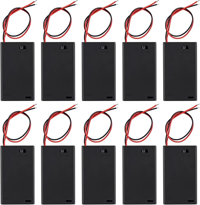 DIANN 10pcs AAA Battery Holder with Switch ON Off Case Back Cover 3X 1.5V Batteries Charger Holder Spring Clip Storage Box Cell Cable