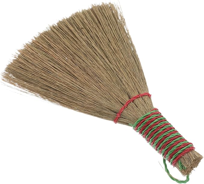 OUNONA Natural Corn Broom with Handle Small Whisk Broom for Indoor Cleaning Soft Bristles for Furniture and Bed Compact Straw Cleaning Brush for Home Use