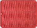 Large 24" x 18" Silicone Dish Drying Mat for Kitchen Counter, Easy clean, Quick Dry, Heat-resistant Dish Drainer Mat for Sink,Refrigerator or Drawer liner (Food Grade Silicone-Red)