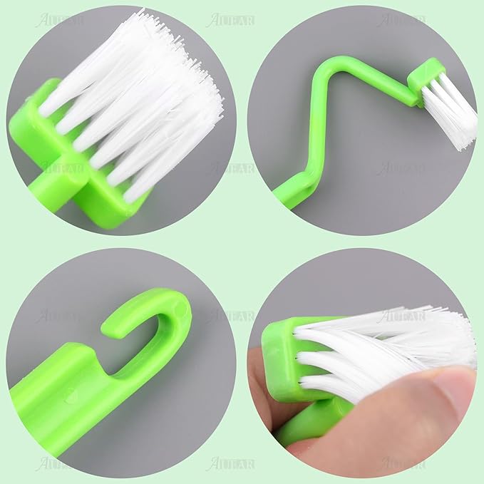 AUEAR, 4 Pack Curved Toilet Brush 8" V Type Plastic Corner Rim Cleaning Edge