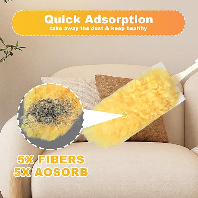 Heavy Duty Duster Refills, Disposable Dusters Kit for Cleaning, Multi Surface 360 Feather Duster(30) (Handle is Not Included)