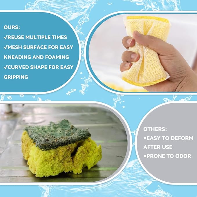MAQIHAN Scrubbing Pad - 6PCS Scrubbing Sponges for Home and Kitchen Scouring Pads Multiple Purpose for Washing Kitchen Stove,Dish,Bowl,Pot,Sink,Bathtub,Cleaning Pad Scrubbing Pad Dish Sponge