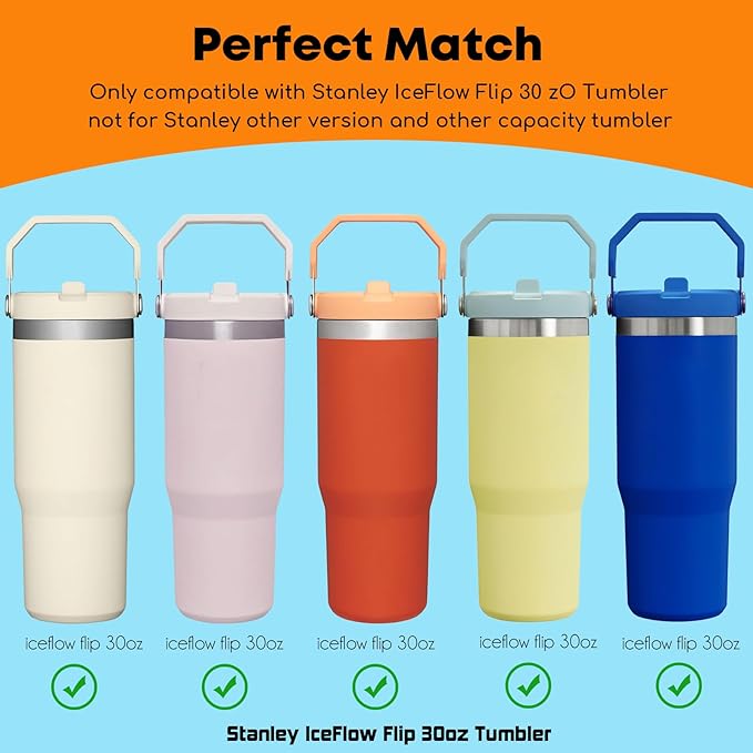 ALINK Replacement Straws for Stanley IceFlow Flip Straw Tumbler 30oz, 6 Pack Reusable Black Plastic Straws Compatible with 30oz IceFlow Cup with Cleaning Brush, Angled Design, Dishwasher Safe