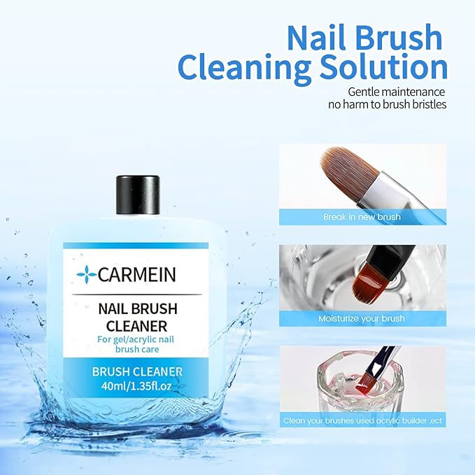 Nail Brush Cleaner - Special for Gel/Nail Art Brushes & Makeup Brush Care, Must-Have for Renewal, 40ml/1.35fl.oz (3pcs Nail Brush Cleaner)