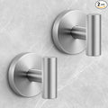Shower Hooks for Inside Shower,No-Drill Removable&Reusable Towel Hooks for Bathroom,Heavy Duty Suction Cup Hooks for Glass Window,2 Packs(Silver)