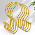 AmazerBath Shower Curtain Hooks, Dark Gold Shower Curtain Rings, Simple Double Hook Shower Curtain Hooks Rust Proof, Metal Smooth Shower Hooks for Shower Curtain Rod, 12 Pcs Shower Rod Hook