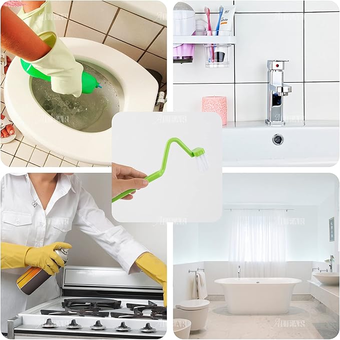 AUEAR, 4 Pack Curved Toilet Brush 8" V Type Plastic Corner Rim Cleaning Edge