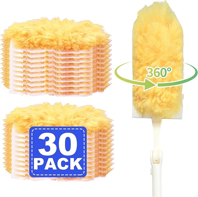 Heavy Duty Duster Refills, Disposable Dusters Kit for Cleaning, Multi Surface 360 Feather Duster(30) (Handle is Not Included)
