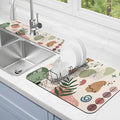 Dish Drying Mat for Kitchen Counter Matt, 2PCS 23"x15" Dish Drainer Mat & 24"x5.5" Sink Splash Guard, Super Absorbent Non-slip Rubber Backed