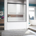 Bathtub Sliding Doors,56-60 inch W x 62 inch Height Shower Doors with 1/4 inch Clear Tempered Glass,Semi-Frameless Bypass Tub Doors with Stainless Steel Matte Black Hanles