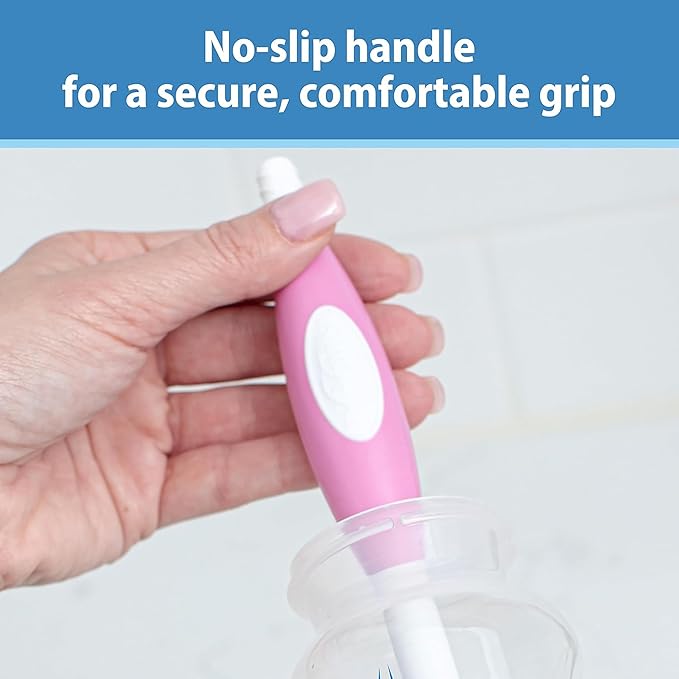 Dr. Brown's Soft Touch No Scratch Baby Bottle Cleaning Brush, Nipple Cleaner and Suction Cup Base for Easy Storage, BPA-Free, Blue, 2-Pack