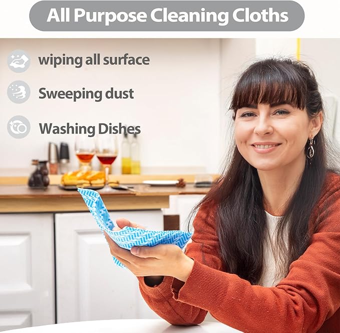 Disposable Dish Cloths,Multi use Reusable Cleaning Cloth,Machine Washable J Cloth,Heavy Duty Handy Cleaning Wipes 11.8" X 19.6" (150 Count)