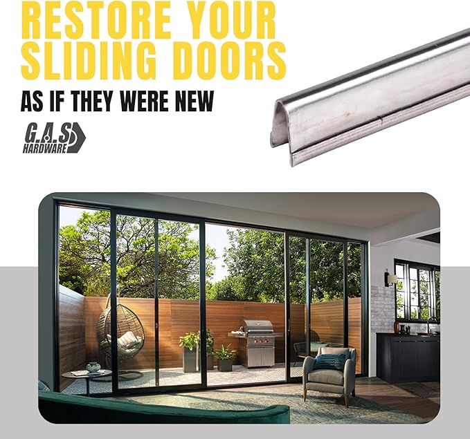 Sliding Door Repair Track Cover Repair Worn Damaged Sliding Glass Door Repair Horizontal Sliding Window Tracks Stainless Steel | Track Replacement for Patio Glass Door Repair (8 Feet)
