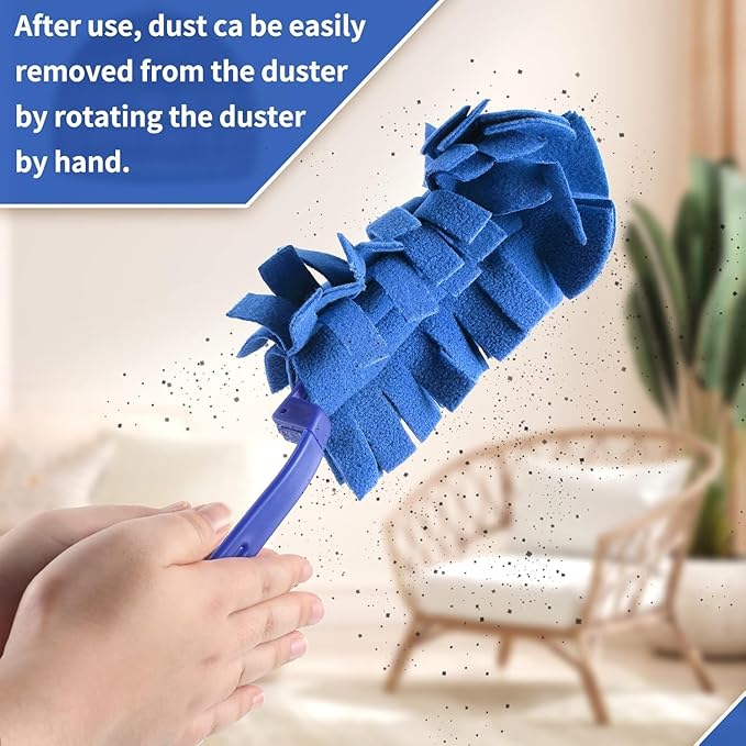 4Pack Reusable Duster Compatible with Swiffer Hand Duster Refill Microfiber 360 Heavy Duty Dusters Refills Washable Duster Pads for Cleaning Ceiling Fan Window(Handle is Not Included) (4Pack Blue1)