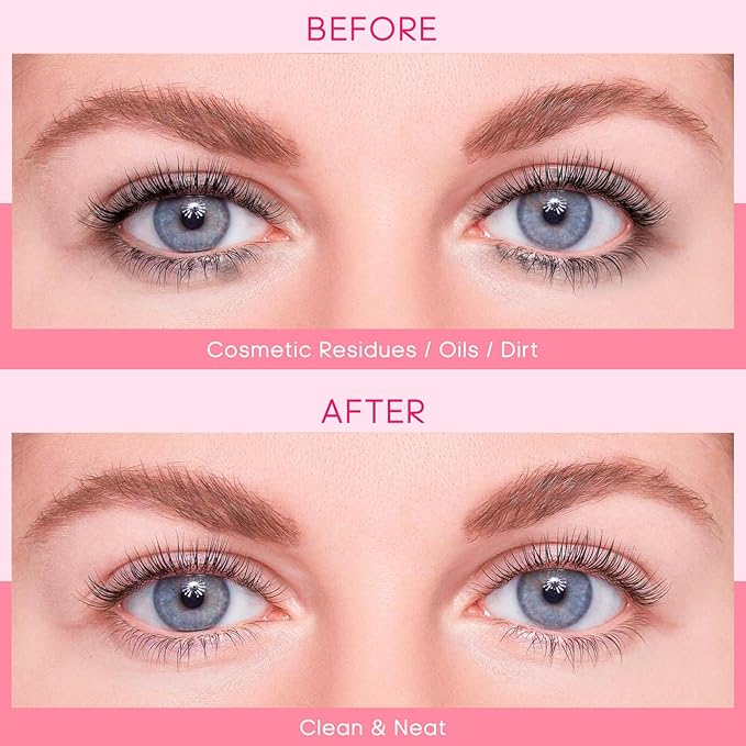 Buqikma Lash Cleaning Kit - Lash Shampoo Kit Eyelash Extension Cleanser for Extensions 60ML with Rechargeable Handheld Lash Fan Dryer Mascara Brush Rinse Bottle Makeup Cleansing Foam for Lash Care