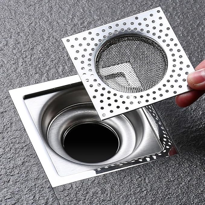Bathroom Drain Cover,Hair Stopper for Shower Drain Strainer Hair Catcher,304 Stainless Steel Bath Drain Strainer, Shower Sink Drainer Screen,Floor Drain Filter,Hair Trap,Collector(4 Pieces Square)