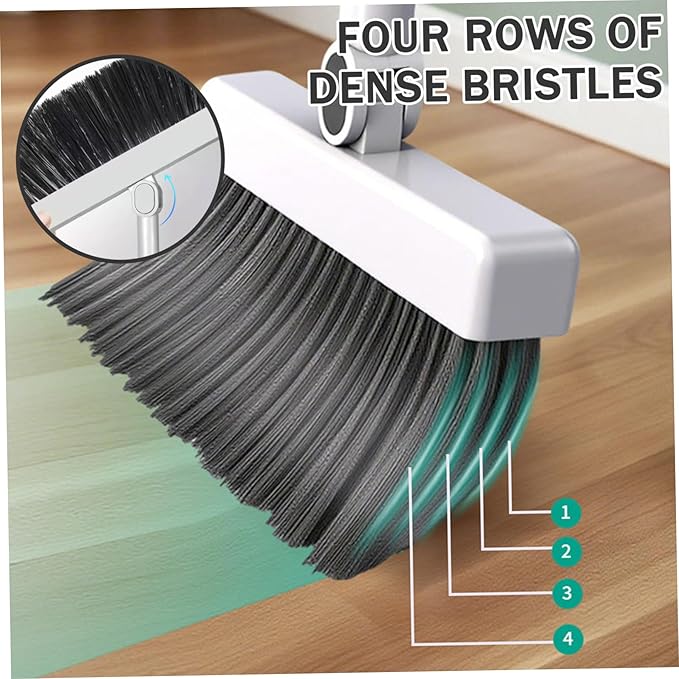 3-in-1 Broom with Dustpan Combo Set Foldable and Rotating Broom and Dustpan Set with Long Handle for Home Office School Dorm with Combo, and, and