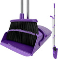 Purple Broom with Dustpan Combo Set, 51" Long Handle Household Kit for Home for Pet Hair