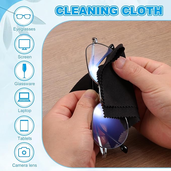 PATIKIL Glasses Cleaning Cloth 7" x 5.6", 6 Pcs Eyeglasses Polishing Cloth Soft Wipe Screen for Camera Lens Eyeglasses Screens Smart Devices, Black