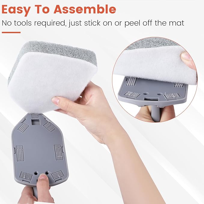 Scouring Pads Microfiber Cloth Refills 6 Pack, Fit Tub Tile Scrubber Brush Cleaning, Reusable Scouring Scrub Pad and Microfiber Scrub Pads Set for Cleaning Bathroom Kitchen Toilet Tile Sink