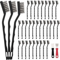 30 PCS Mini Wire Brush Stainless Steel Brush Set，Masonry Brush Wire Bristle for Cleaning Welding Slag and Rust，Curved Handle Brush (Stainless Steel, 30)