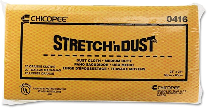 Chicopee 0416 Stretch 'n Dust, Medium Duty 24" x 24" Unfolded Dust Clothes for Furniture, Printers, Electronics, No Spray Needed (Pack of 20)
