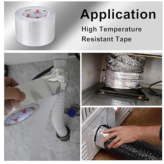BOMEI PACK Aluminum Foil Tape,Heavy Duty Metal Foil Tape,High Temperature Silver Duct Tape,Perfect for Sealing & Patching,HVAC,Air Ducts,Insulation and Metal Repair (8 Inch)