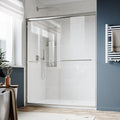 SUNNY SHOWER Double Sliding Glass Door 48" W x 72" H Shower Door 1/4" Tempered Glass Sliding Door Semi-Frameless Shower Glass Enclosure Bypass Walk in Shower Cabin, Brushed Nickel