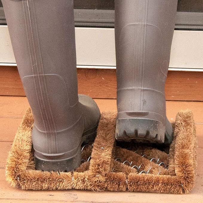 NINAMAR Natural Coir Boot Scraper Door Mat - 13 x 12 inch