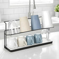 2-Tier Bottle Drying Rack Cup Cradle Storage with Drain Removable Tray Mug Organizer, Over Sink Instant Dry Small Dish Dryer for Kitchen Countertop Water Bottles and Tumblers,Coffee Mugs, Glasses,