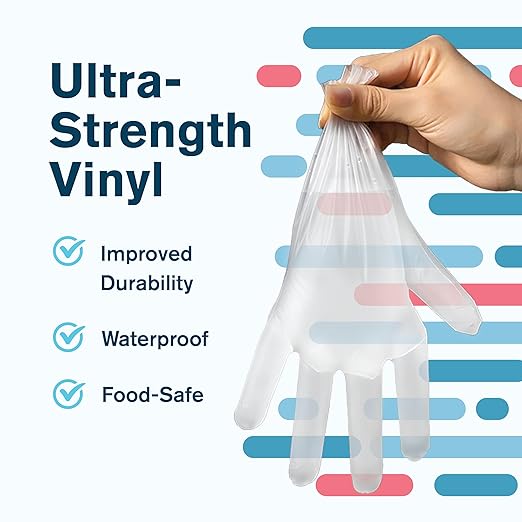 Ridex Disposable Gloves Latex-Free Clear Vinyl Gloves [100-Count] Powder-Free All-Purpose Gloves, Dispenser Box Gloves 100 Pieces - Size Small Glove Medical
