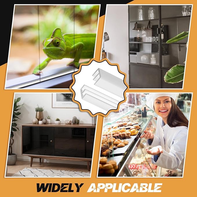 Landical 4 Sets 4FT Sliding Door Track for 1/8" Thick Panels Closet Glass Doors Plastic Cabinet Window Sliding Track (White)