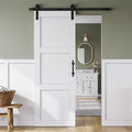 SmartStandard 30in x 84in Sliding Barn Door with 5FT Barn Door Hardware Track Kit & Handle, Waterproof PVC Surface, Pre-Drilled Holes Easy to Assemble, White, Solid, MDF, 3 Panel