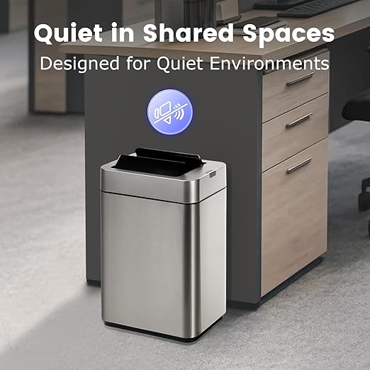 Sensor Trash Can with Butterfly Lid 2.6 Gallon Rectangular Automatic Garbage Can, Stainless Steel Trash Bin, Slim Waterproof Wastebaskets with Lid Soft Close for Under Counter, Silver