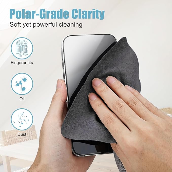 TENOC 6 Pack Microfiber Cleaning Cloths for Electronics, Camera Lenses, Eyeglasses, Cell Phone and Laptop Screens, Safe and Effective Wipe Kit, Gray (6"x6")