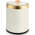 Pukomc Bathroom Trash Can with Lid，3.5 Gallon Motion Sensor Waterproof Touchless Garbage Can, Smart Plastic Trash Bins Suitable for Kitchen, Bathroom, Bedroom, Living Room, Office Beige