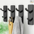 Self Adhesive Coat Hooks for Hanging: Heavy Duty Stainless Wall Hook for Towel, Backpack, Hat, Sturdy Metal Hanger for Bathroom, Bedroom, Door, Dorm, 4-Pack, Matt Black