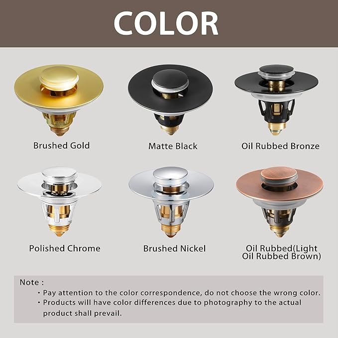 Fransiton Bathroom Sink Drain Stopper, 1.1-1.77 Inch Basin Pop Up Sink Drain Stopper, Anti Clogging Drain Plug with Detachable Hair Catcher, Chrome Plated