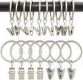 90 Pack Curtain Rings with Clips, Drapery Clips with Rings, Drapes Rings 1.26 in Interior Diameter, Fits up to 1 in Curtain Rod, Matte Silver