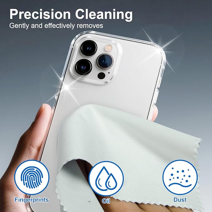 Premium Microfiber Cleaning Cloths for Eyeglasses, Screens, Camera Lenses, Ultra-Soft, Scratch-Free, Washable and Reusable, 6 Pack (Blue/Beige)