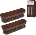 Professional 100% Horsehair Shoe Brush Premium Horsehair Dauber Applicators for Leather Shoes, Boots, Coats & Purses, Curved Handle for Comfortable Grip, Perfect for Leather Shine & Polish (2)