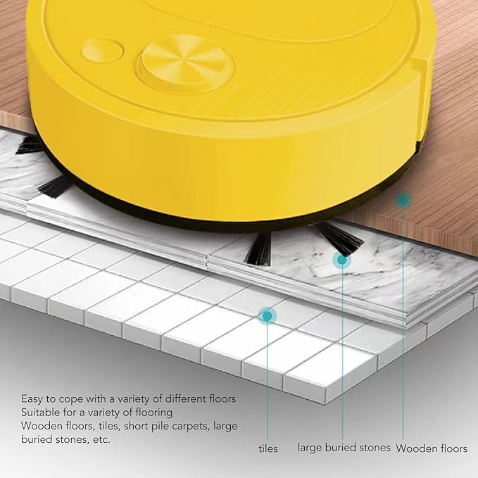 Smart Vacuum Robot Cleaner, 5V USB Rechargeable Mini Vacuum Robot, Smart Sweeping Robot for Home Carpet Floor Marble Tile(Yellow)