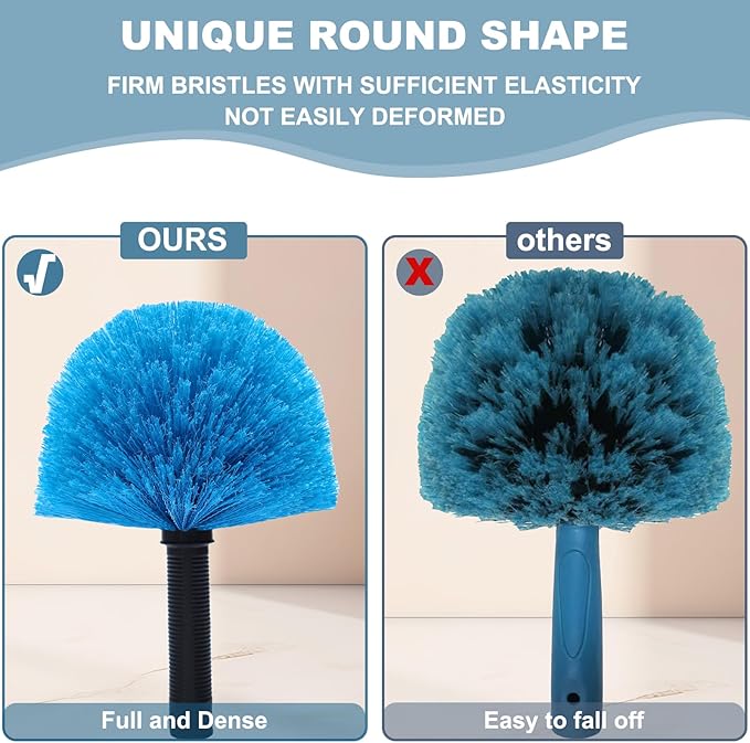 Twist-On Cobweb Duster Head Brush // Spider Web Brush for Outdoor & Indoor Web Cleaning // Fits Standard Acme Threaded Poles // Brush Head Only -1 Pack