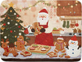 Christmas Dish Drying Mat for Kitchen Counter 18x24 Santa Claus Gingerbread Winter Xmas Holiday Themed Absorbent Reversible Microfiber Drying Mats Kitchen Countertop Protector Dishes Drainer Rack Pad