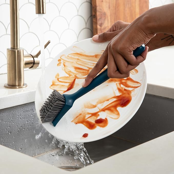 Full Circle Clean Ocean Dish Brush, Ergonomic Grip, Non-Stick Safe, Durable Design. Made Out of 100% Recycled Fishing Nets. Dishwasher Safe