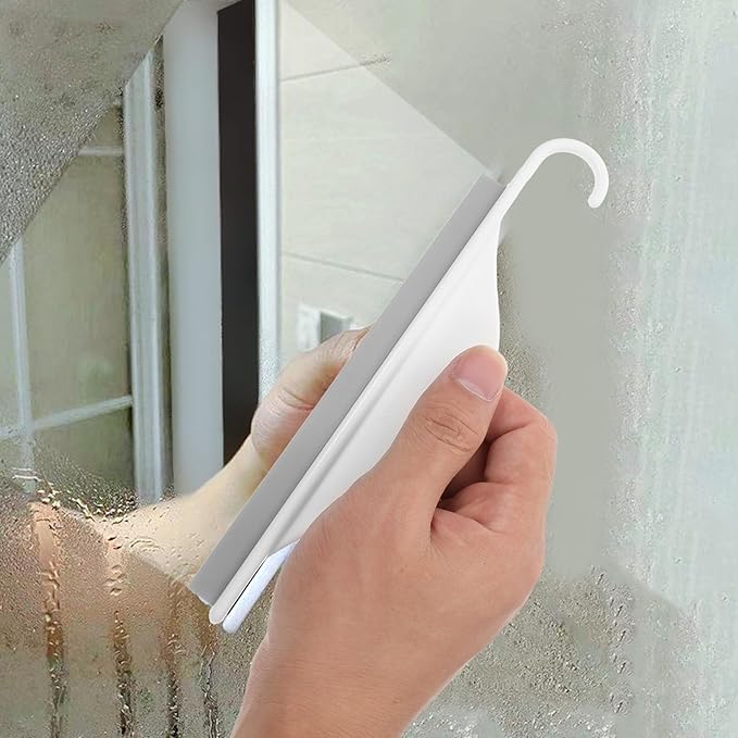 Operitacx Silicone Bathroom Mirror Squeegee Small Glass Wiper Shower Door Cleaner Water Scraper for Countertop Sink Tile Cleaning Tool