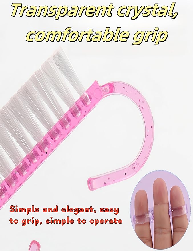 luvilly4 Pack Handle Grip Nail Brush, Nail Brush for Cleaning Fingernails, Pedicure Brushes for Toes and Nails Men Womeb（1Blue+1Green+1Pink+1Purple）